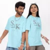 Personalized oversized couple t shirts with initials names and establishment year matching couple outfit