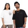 Personalized oversized couple t shirts with lock and key matching design for boyfriend girlfriend gift in India