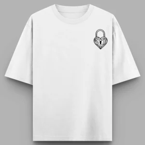 Alternative view of Personalized Oversized Couple T-Shirts with Lock & Key Design | Custom Matching Tees for Boyfriend Girlfriend