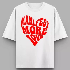 Alternative view of Personalized Oversized Couple T-Shirts “Manifest More Love” | Custom Matching Tees for Anniversary & Valentine