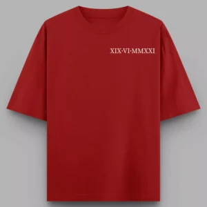 Alternative view of Personalized Oversized Couple T-Shirts with Date | Roman Numeral Anniversary Matching Tees