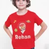 Red cotton kids T shirt with space astronaut design and custom name print