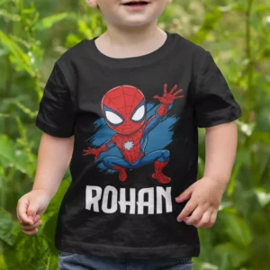 Personalized spider hero kids t shirt with custom name print superhero themed cotton t shirt for children birthday gift