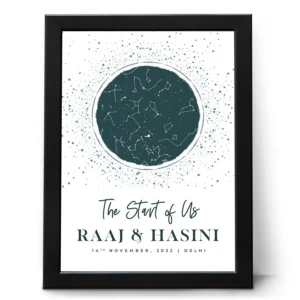 Personalized star map frame for couples with custom names date and location anniversary gift India