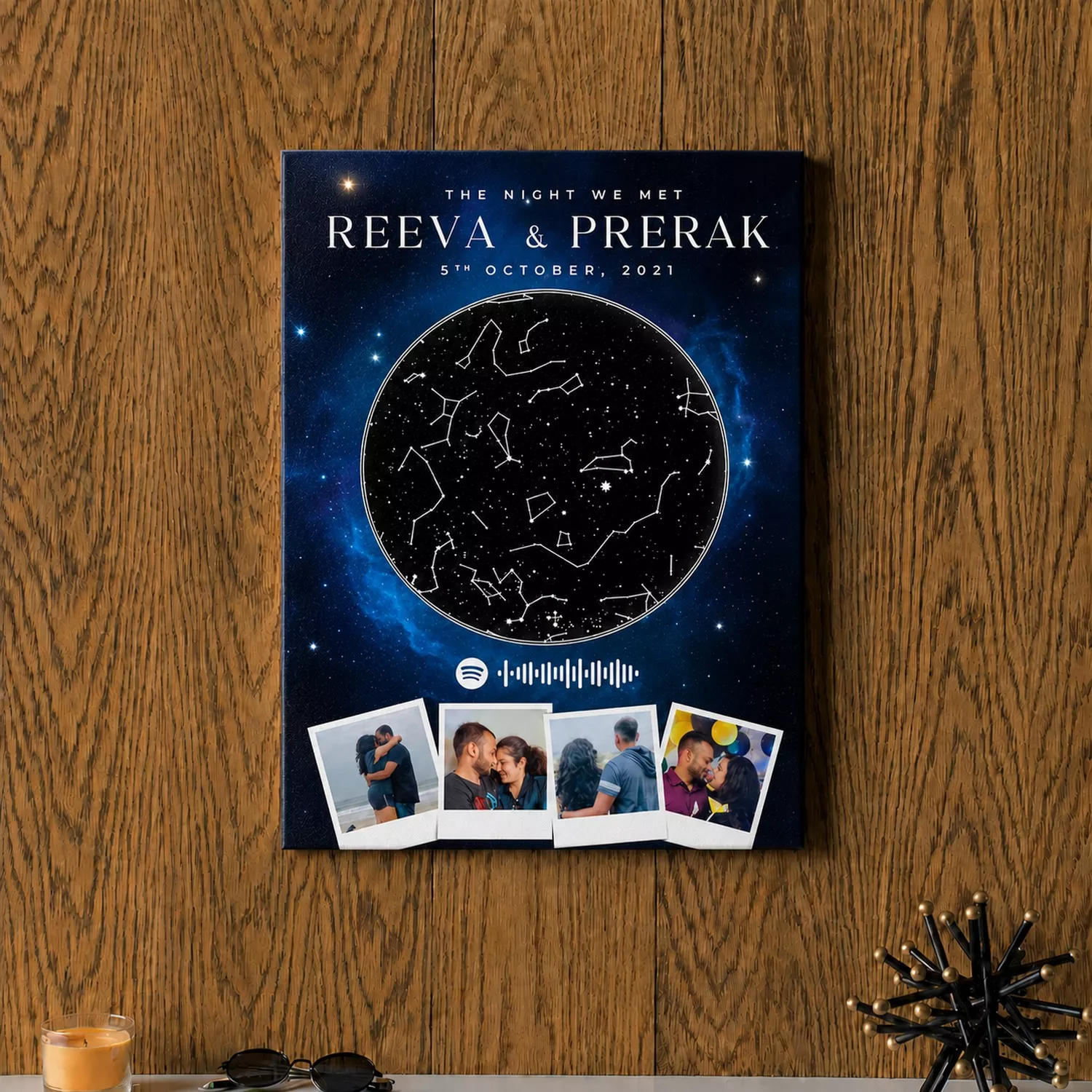 Personalised Couple Star Map Frame with Photo & Music Code | Night Sky Print - Image 2