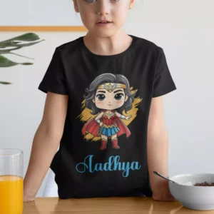 personalized superhero girl kids t shirt with custom name print birthday gift for girls in india