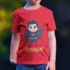 Personalized superhero kids name t shirt with custom hero character design for boys birthday gift printed cotton children tshirt India
