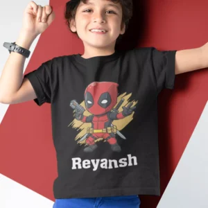 Personalized superhero kids name T-shirt with custom printed name for boys and girls superhero theme birthday gift