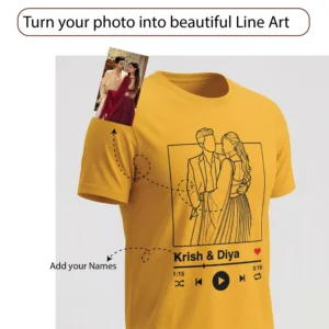 Alternative view of Personalized Couple Line Art T-Shirt with Names – Romantic Matching Tees for Anniversary & Prewedding Photoshoot