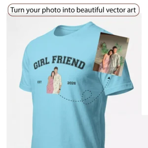 Alternative view of Personalized Boyfriend Girlfriend Couple T-Shirts EST Year Matching Tees for Anniversary, Prewedding Photoshoot Gift