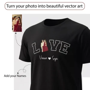 Alternative view of Personalized Couple Name T-Shirt – Romantic Typography Love Design for Anniversary & Prewedding Photoshoot