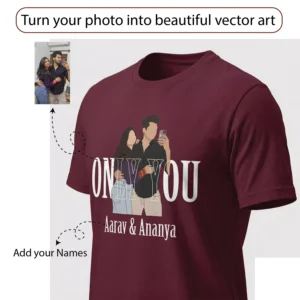Alternative view of Personalized Couple T-Shirt with Photo Illustration | Matching Love Tees for Anniversary, Travel & Gifting