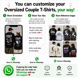 Alternative view of Matching Couple Oversized T-Shirts with Personalised Photos | His & Her Set