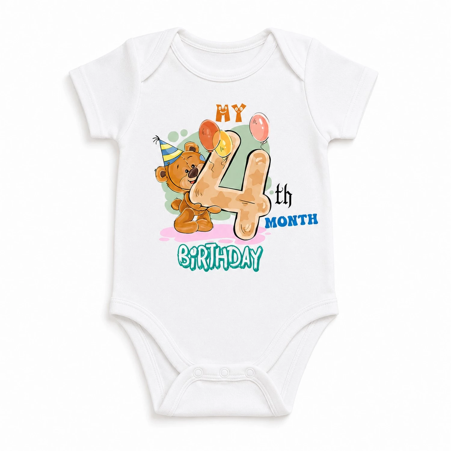 Personalized 4 Month Baby Milestone Onesie with Name | Photoshoot Outfit - Image 2