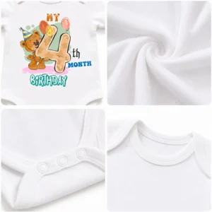 Personalized 4 Month Baby Milestone Onesie with Name | Photoshoot Outfit - Image 4