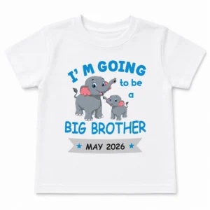 Alternative view of Personalized Big Brother Sister Announcement Kids T-Shirt – Custom Month & Year, White