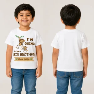Personalized Big Brother Pregnancy Announcement T-Shirt with Due Date | Monkey Design - Image 3