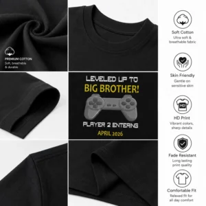 big brother pregnancy announcement gaming kids tshirt quality