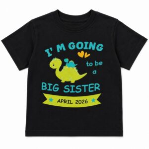 Alternative view of Personalized Big Sister Announcement Kids T-Shirt – Custom Month & Year