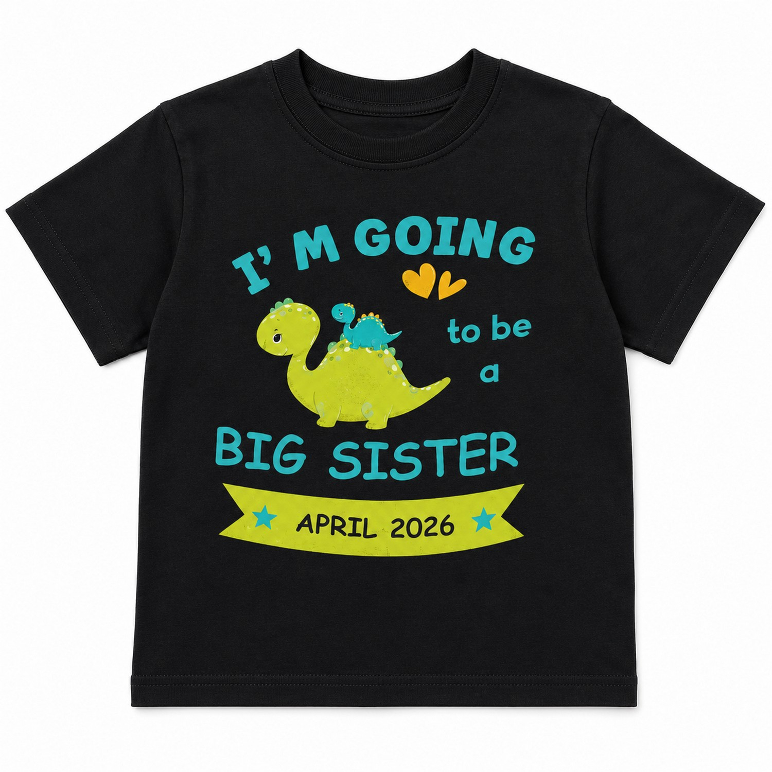 Personalized Big Sister Announcement Kids T-Shirt โ Custom Month & Year - Image 2