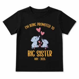 Alternative view of Personalized Big Sister Announcement T-Shirt for Kids – Custom Month & Year