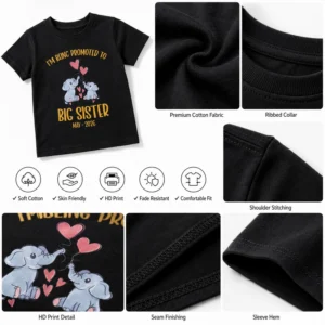 big sister announcement kids tshirt elephant design 2026 quality
