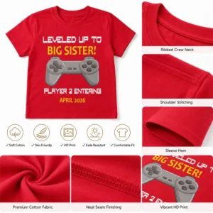 big sister announcement player 2 entering kids tshirt quality