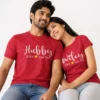 Hubby Wifey Personalised Couple T-Shirts with Names & Wedding Year | Set of 2