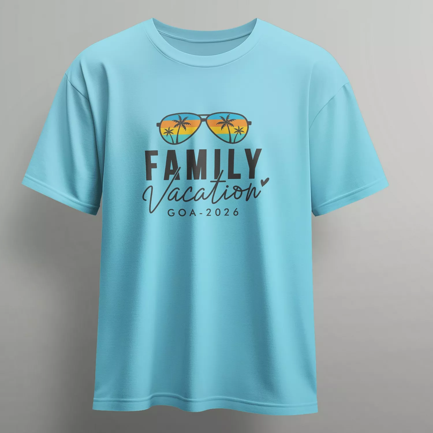 Personalized Family Vacation T-Shirt Goa Trip 2026 – Matching Travel Tees with Sunset Sunglasses Design - Image 2