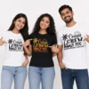 Cousins wearing matching Cousin Crew 2026 T-shirts in black and white with palm tree and Making Memories Together design