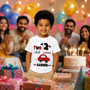 Personalized 2nd Birthday Car T-Shirt with Name | Two Fast Two Curious - Image 8