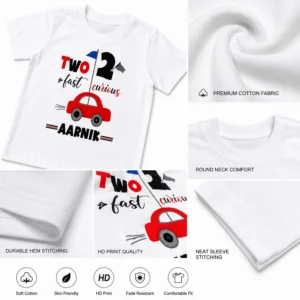 Personalized 2nd Birthday Car T-Shirt with Name | Two Fast Two Curious - Image 5