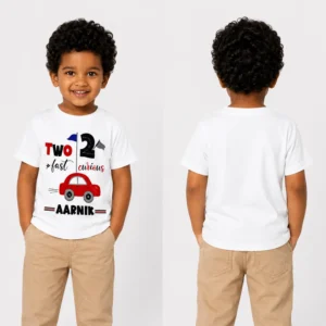 Personalized 2nd Birthday Car T-Shirt with Name | Two Fast Two Curious - Image 4