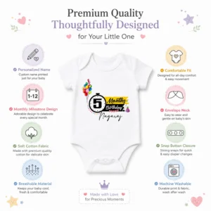 Personalized 5 Month Baby Girl Milestone Onesie with Name | Photoshoot Outfit - Image 4