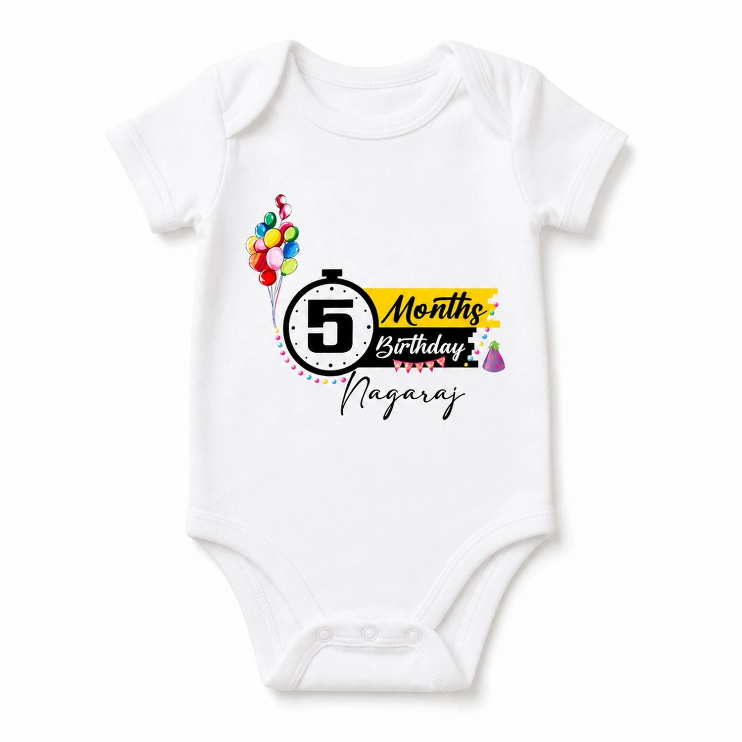 Personalized 5 Month Baby Girl Milestone Onesie with Name | Photoshoot Outfit - Image 2