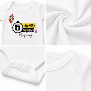 Personalized 5 Month Baby Girl Milestone Onesie with Name | Photoshoot Outfit - Image 6