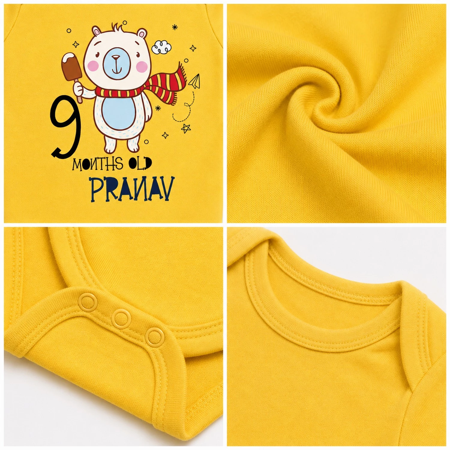 Personalized Baby Onesie 9 Month Milestone Photoshoot with Custom Name - Image 3