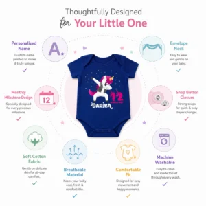 Personalized Baby Girl First Birthday Onesie with Name | 12 Month Unicorn Outfit - Image 6