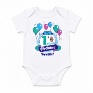 Alternative view of Personalized 1 Month Baby Milestone Onesie with Name | Balloon Design