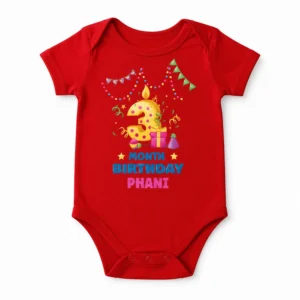 Alternative view of Personalized 3 Month Baby Milestone Onesie with Name | Photoshoot Outfit