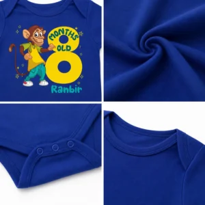Personalized 8 Month Baby Milestone Onesie with Name | Cute Monkey Design - Image 3