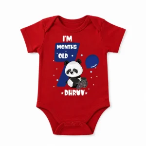 Alternative view of Personalized Baby Onesie Monthly Milestone Photoshoot with Name Panda Design