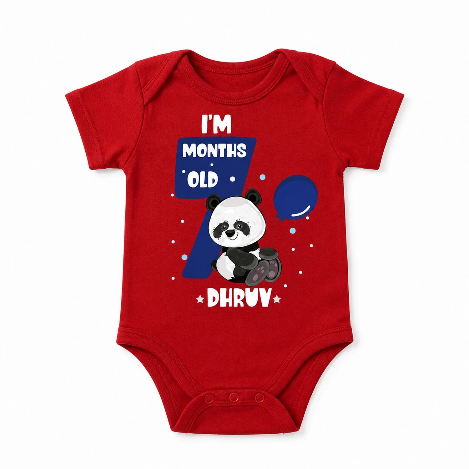 Personalized 7 Month Baby Milestone Onesie with Name | Cute Panda Photoshoot Outfit - Image 2