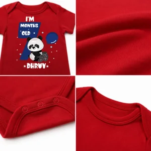 Personalized 7 Month Baby Milestone Onesie with Name | Cute Panda Photoshoot Outfit - Image 3