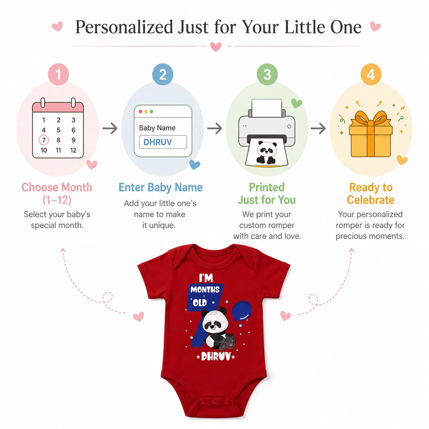 Personalized 7 Month Baby Milestone Onesie with Name | Cute Panda Photoshoot Outfit - Image 4