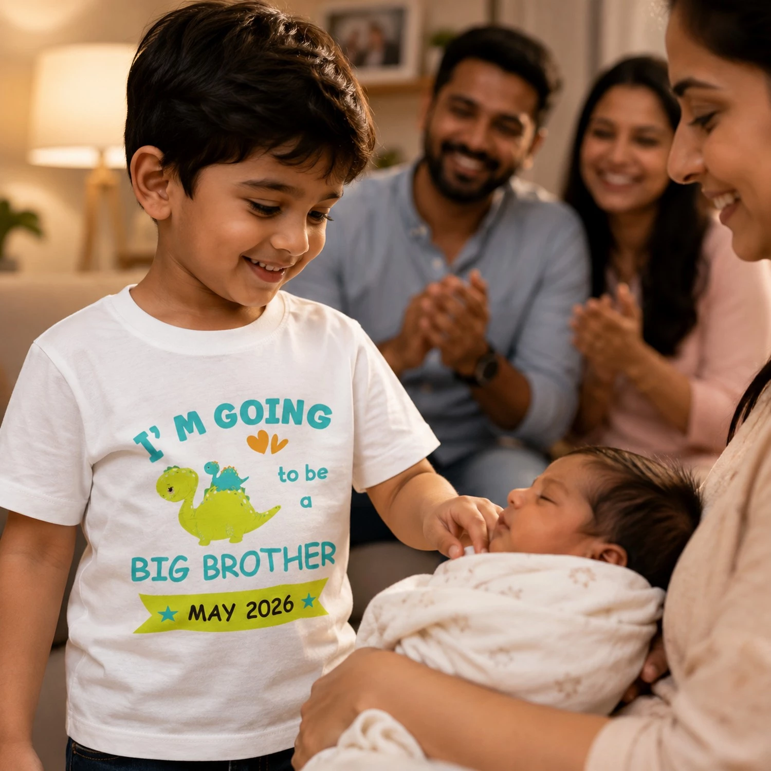 Personalized Big Brother Sister Announcement T-Shirt for Kids โ Custom Month & Year - Image 7