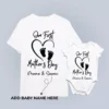 Customized mom and baby matching t-shirt and romper set with baby name for first Mother’s Day celebration