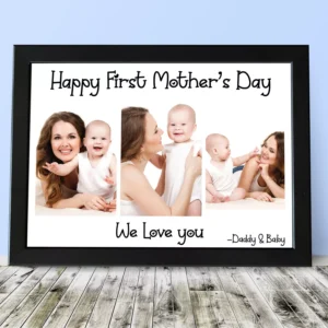Personalized first Mother’s Day photo frame with 4 photo collage and custom message gift for mom in India