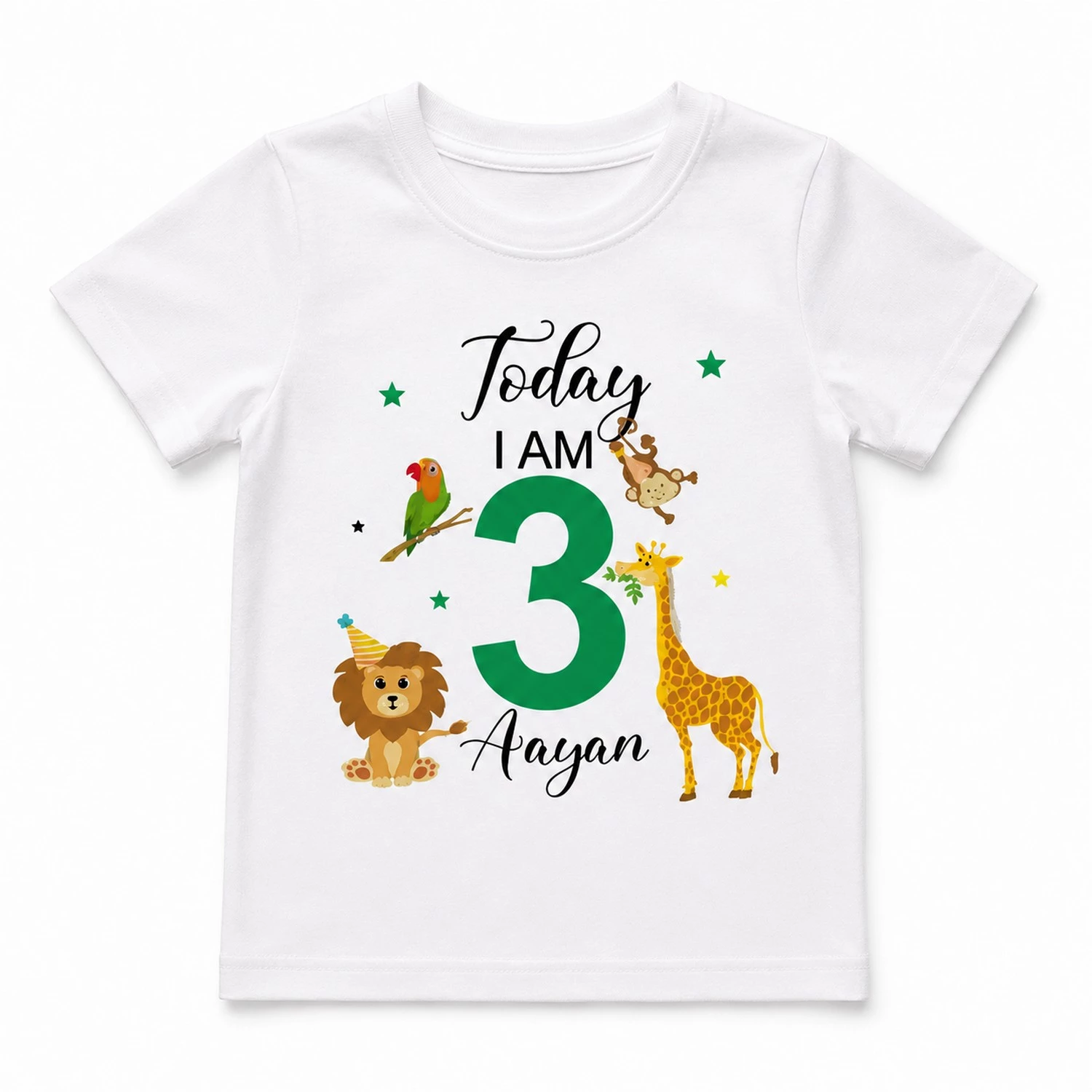 Personalized Kids Jungle Safari Birthday T-Shirt with Name & Age - Image 2