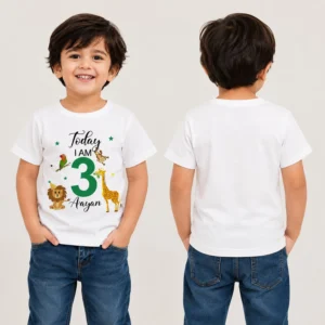 Personalized Kids Jungle Safari Birthday T-Shirt with Name & Age - Image 4
